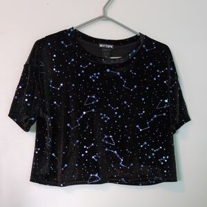 Hot Topic Black Velour Astrology Crop Top